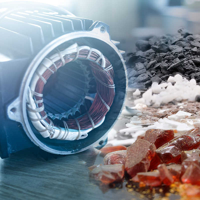 Electric motor with thermoset material